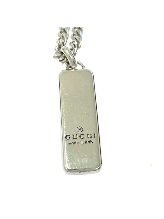 ★SOLD★ Gucci Silver Diagonal Interlocking Necklace 925 Engraved - Picture 5 of 6